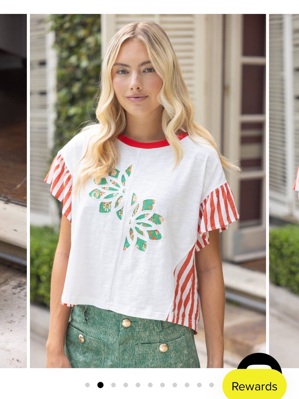 VOY White Tee with Red Stripe Sleeves and Red Trim